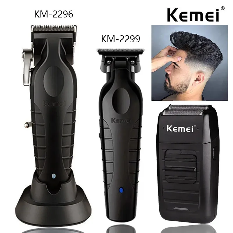 Kemei km-2296 km-2299 km-1102プロフェッショナルヘアクリッパーキット電気シェーバーオスヘアカッティングマシンメンズトリマーマシン240418