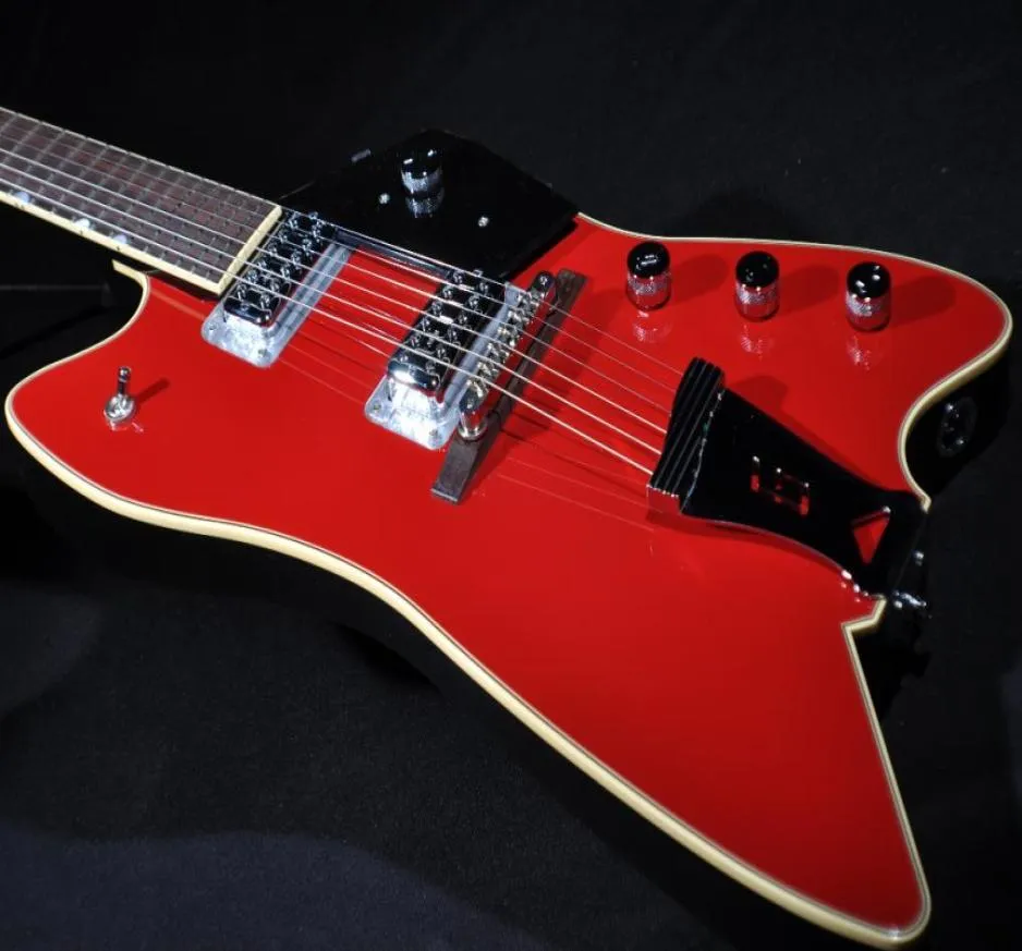 6199 Billy Bo Jupiter Fire Thunderbird Guitare électrique Guitare Coup de ventre Contour en acajou chromé Chrome Fingernail Inclay Bla9964244