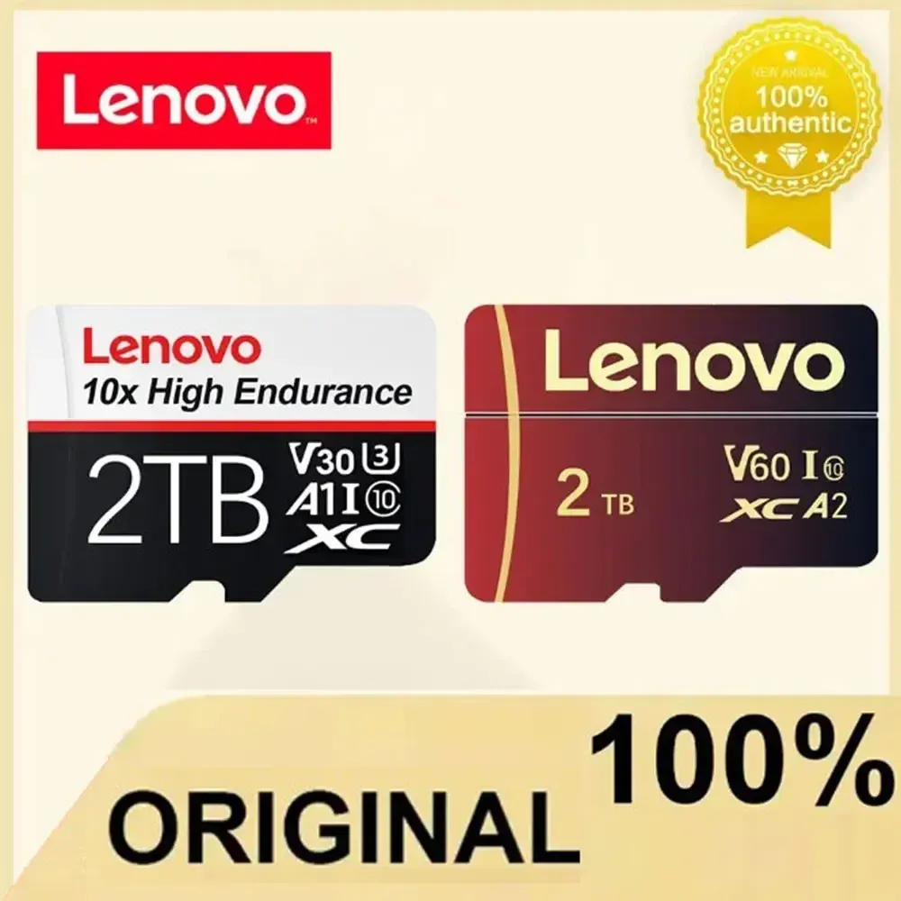 Kaarten Lenovo 2TB 1 TB High Speed Memory Card 256 GB 512 GB Flash SD 1TB Klasse 10 Micro -kaart 128 GB TF -kaart voor telefoons Tablets Camera