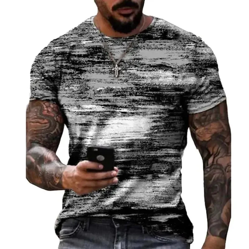 Summer Graffiti 3D Print Mens Tshirts Streetwear Polyester 0Neck Loose Short Sleeve Tops Casual Tee Shirts Men Clothing 240416