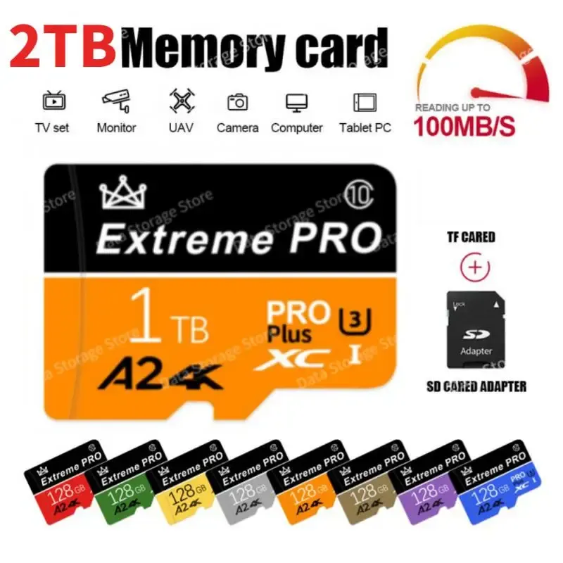 Kort A2 U3 128 GB Micro Mini SD -kort 1TB 2TB Class10 Memory Card Extreme Pro High Speed ​​Write Super Compatibility Phone Camera TF Card