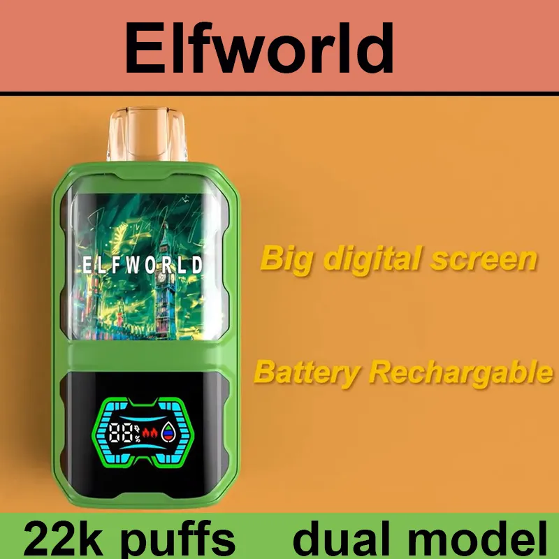 100% Original elfworld AI BAR 22000 Puffs Disposable Vape Pen 26ml Pre filled Pod Mesh Coil Puffs 22000 E Cigarette Rechargeable Air Conditioning 0%2%3%5%