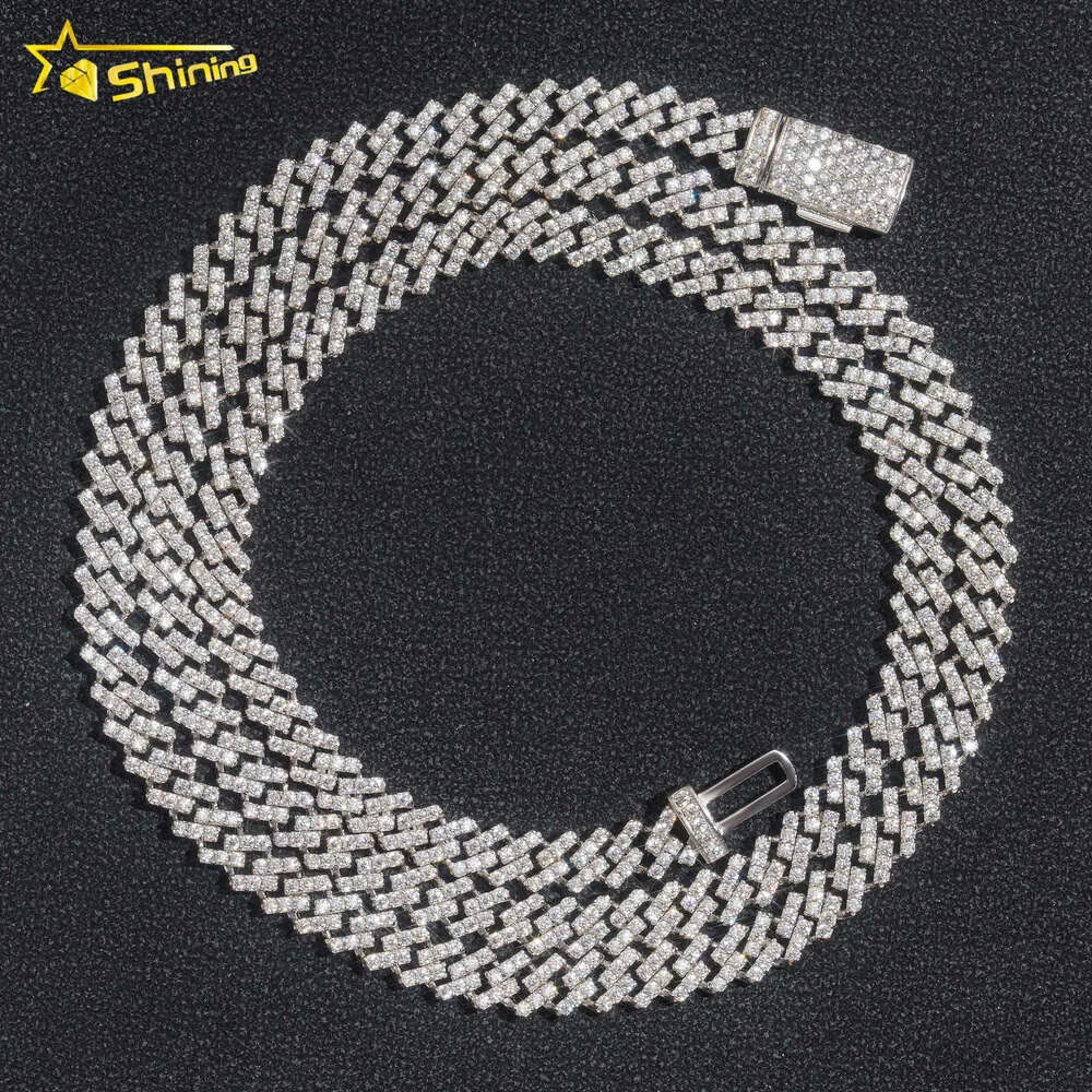 Moissanite Chain 5mm Small Size Iced Out Vvs Moissanite 925 Sterling Silver Cuban Link Chain 18k White Gold Plated Fine Jewelry