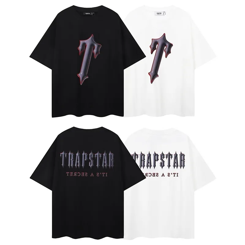 パープルレタープリントメンズデザイナーTシャツトラプスターブラックホワイトTシャツTシャツグラフィックティールーズカジュアルトップ女性男性服100％コットンTシャツ特大S-XL