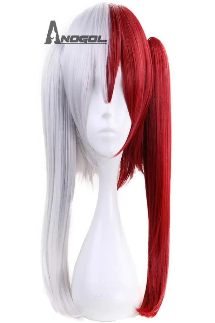 Anogol My Hero Academia So Todoroki Cosplay Wig Silver Red Synthetic Hair1094699