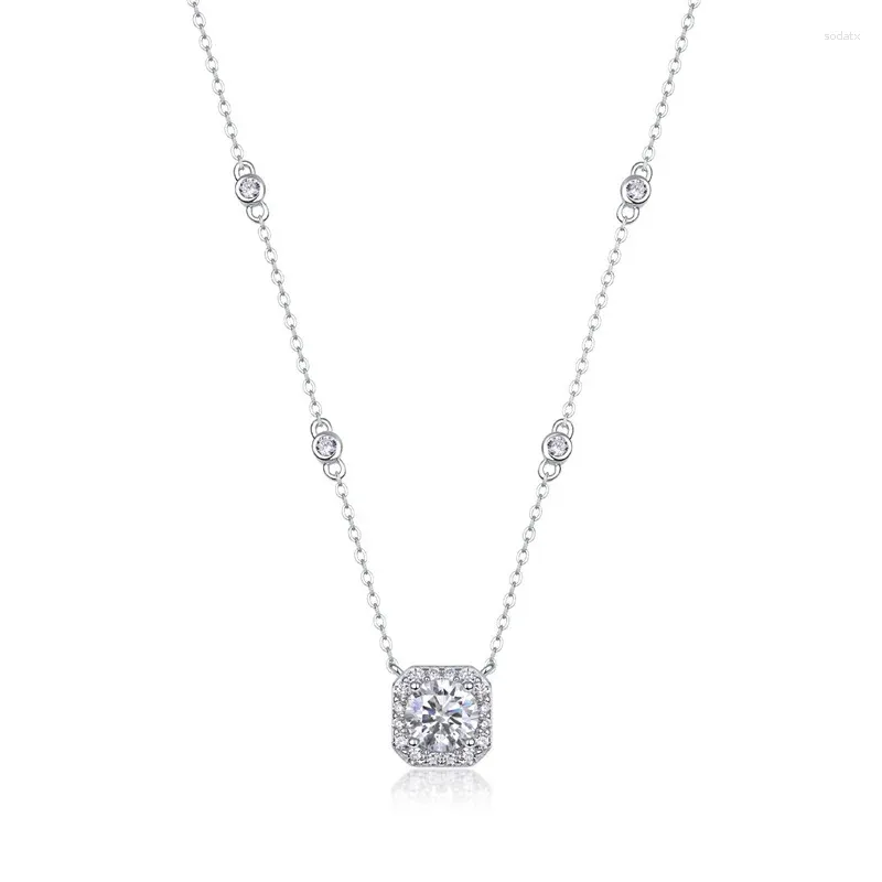 Chains N13297-6.5 Lefei Fashion Trendy Luxury Classic Moissanite Design Square Necklace for Charm Women S925 Silver Party Sieraden Gifts