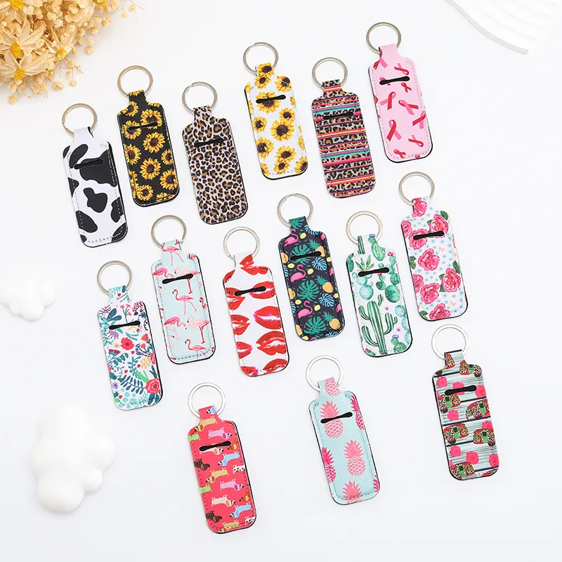 2024 New hand sanitizer bottle Case Creative color pattern keychain Perfume Lipstick storage case