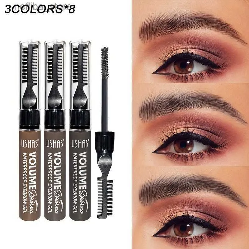 Mascara 24Pcs/lot USHAS 3Colors Eyebrow Mascara Eyebrow Gel Natural Long-lasting Waterproof Brow Gel and Tint Dye for Eyes Makeup L410