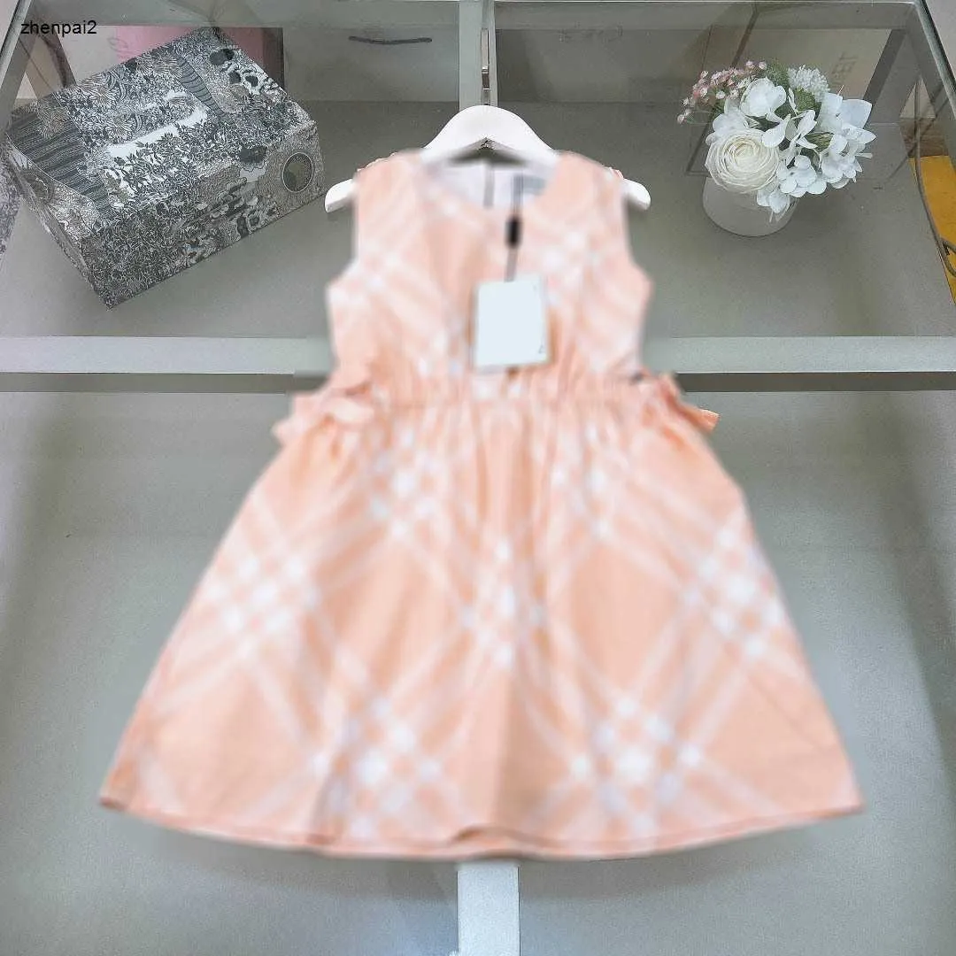 Luxus Babyrock Orange Girls Party Dresse Größe 110-160 cm Kinder Designer Kleidung Bogendekoration am Taillenprinzessinskleid 24APRIL