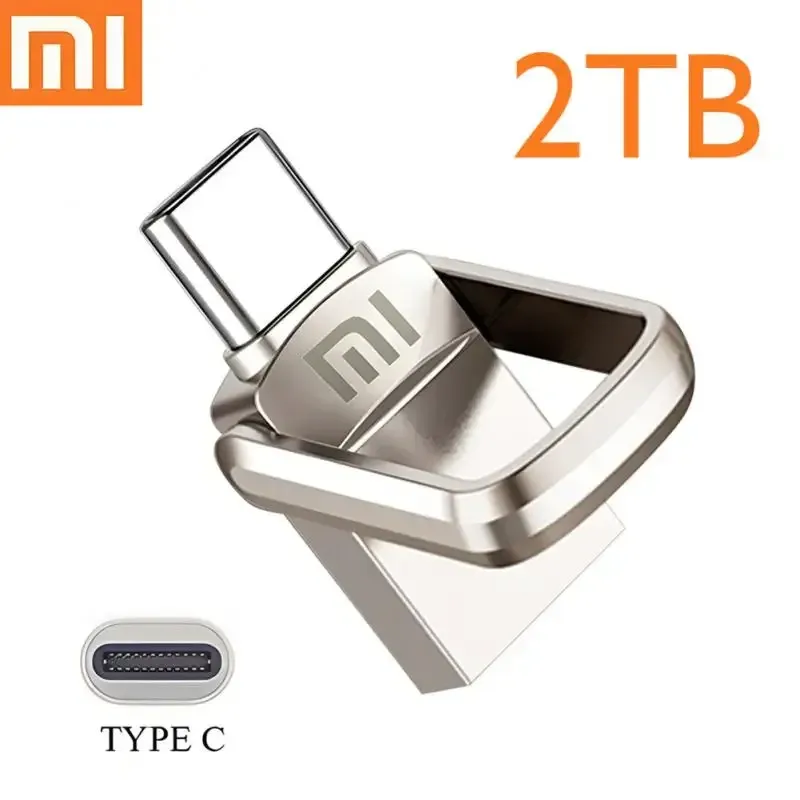 オリジナルのXiaomi 2TBメタルUディスク2 in 1 OTG 1024GB 64GBフラッシュドライブUSB 3.1 512GB 1TBペンドライブメモリスティックタイプCアダプター