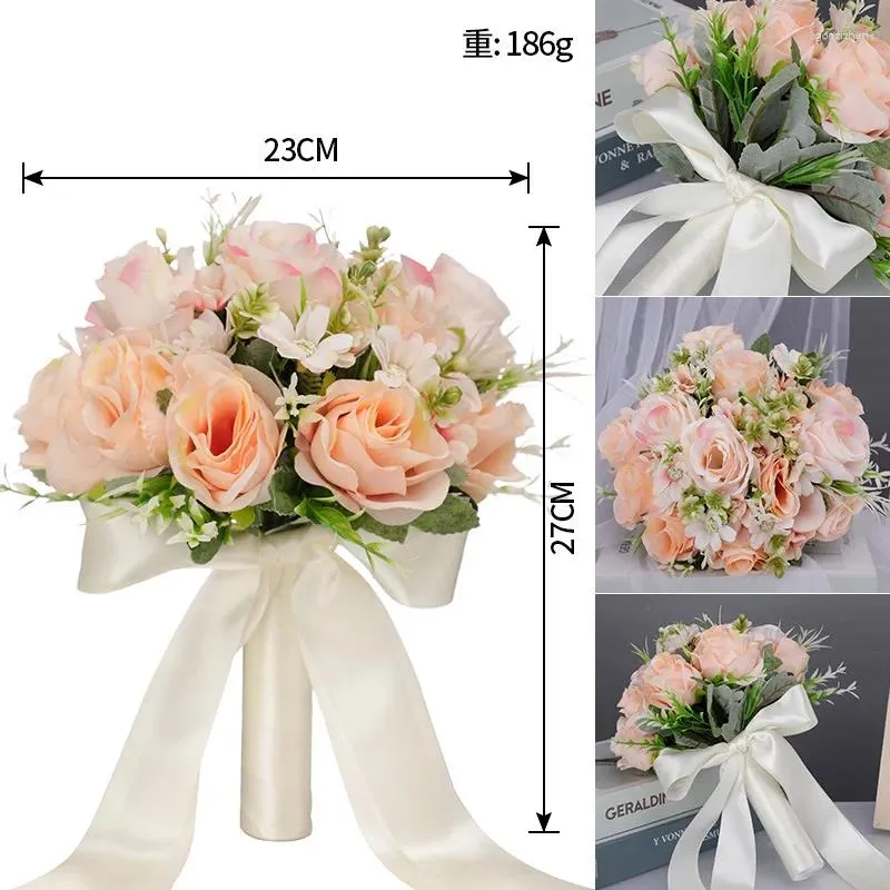 Decorative Flowers Bride And Bridesmaid Holding Flower Simulation Rose Valentine's Day Confession Bundle Amazon Wedding Whole