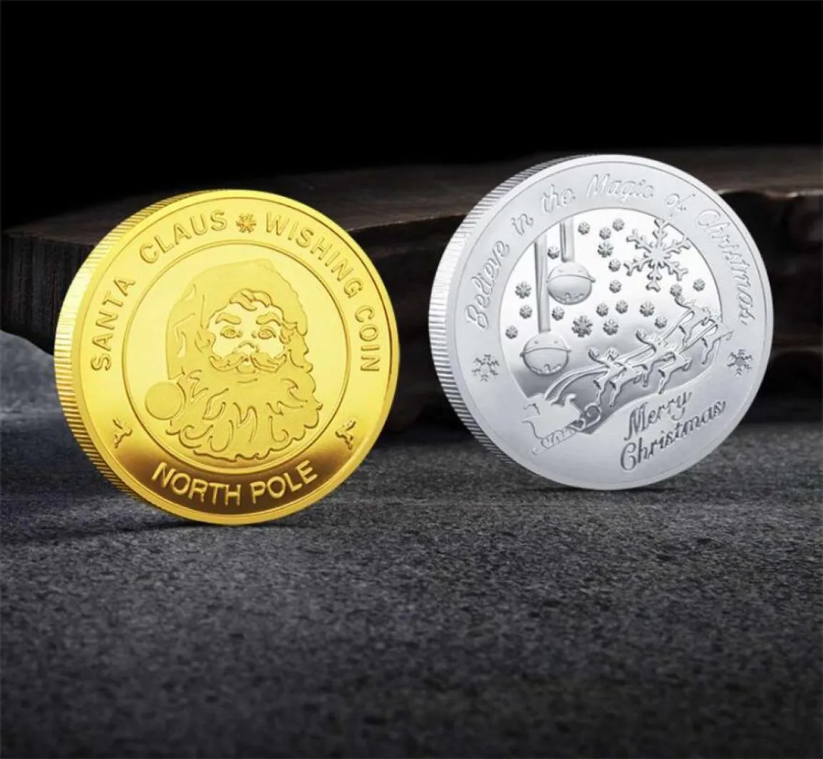 Ganzes Santa Claus ing Coin Sammlerstück Gold plattiert Souvenirmünze Nordpolkollektion Geschenk Frohe Weihnachten Gedenkcoin4946673