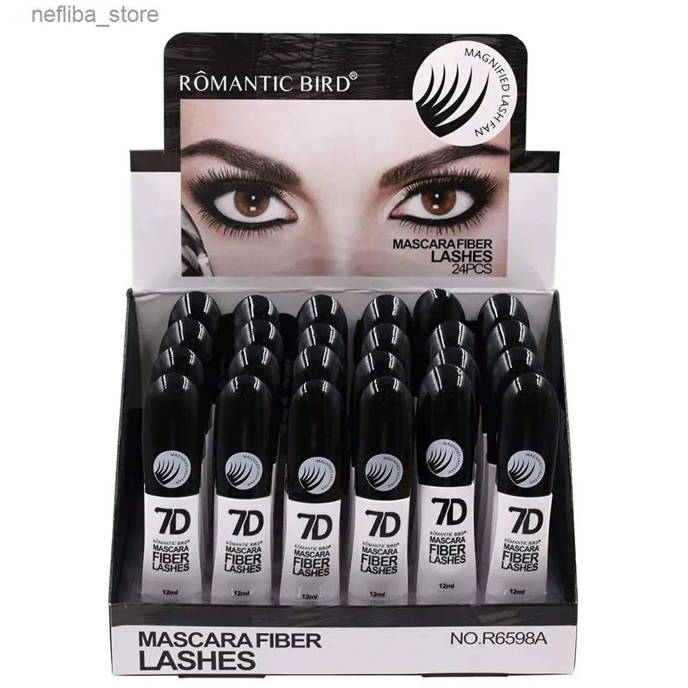 Mascara 24-pcs Schwarze Wimperntusche Flüssigwimpernverlängerungen verlängern und volumalisieren falsche Wimpern wirken Mascara langlebig L410