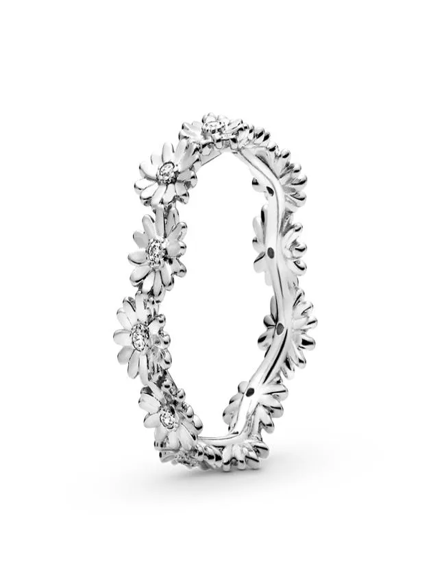 2020 Novo primavera 925 Sterling Silver Skinling Daisy Flower Crown Rings for Women Wedding Ring Silver 925 Jóias Inteiros Jóias 2439453