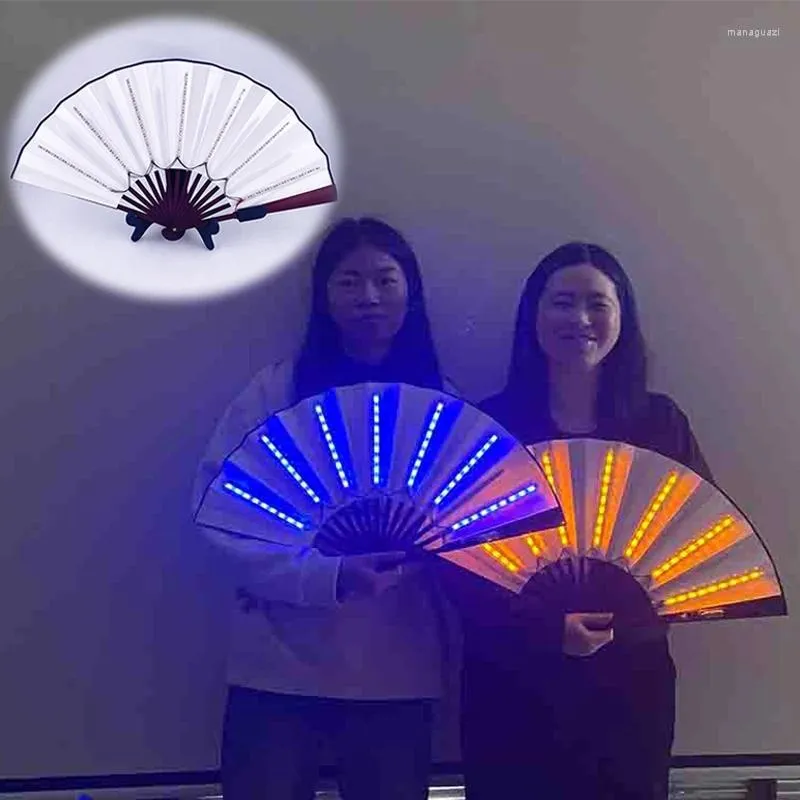 Dekorativa figurer Glow Folding LED Fan Dancing Light Fans Night Show Festival Party Rave Accessories in the Dark 6V
