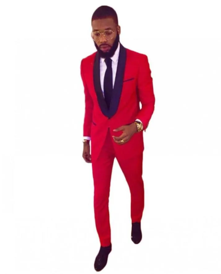 Red Men Suits 2018 Wedding Groom Tuxedos Jacket Pants Men Suits Custom Made Formal Pak For Wedding Men Groomsmen Bridegroom2896049