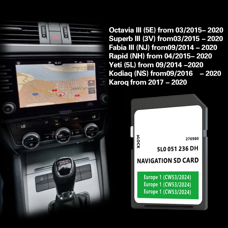 Карты Новые для Skoda 2024 32 ГБ MIB2 Amundsen (Discover) Media Navi SD Card Europe UK Gen2