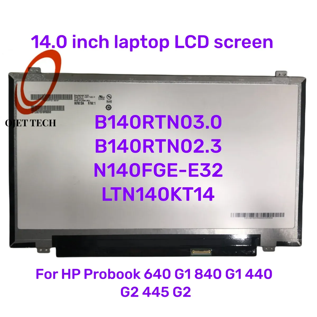 شاشة 14 "HD+ 1600x900 لـ HP Probook 640 G1 840 G1 440 G2 445 G2 LCD LCD SCREEM B140RTN03.0 B140RTN02