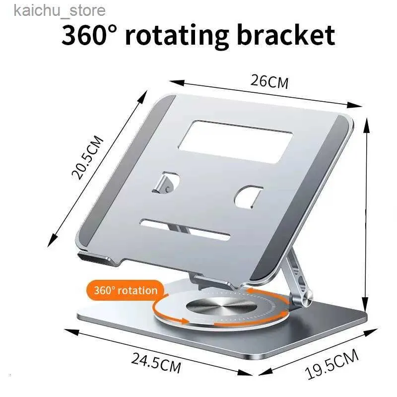 Andra datorkomponenter Fällbar skrivbordskylande fäste Support 360 Roterande bärbar datorstativstativ Holder Y240418