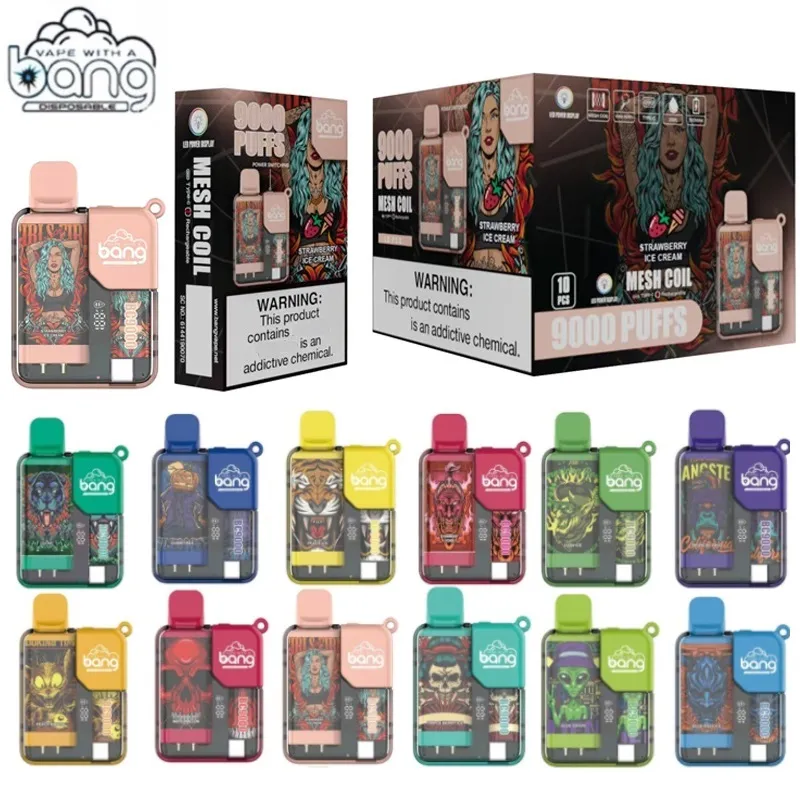 Authentieke knal 9000 Puffs Wegwerp vape digitale e sigaretten 16 ml voorgevulde 650 mAh met batterijvloeistofindicator display BC9000 9k doos