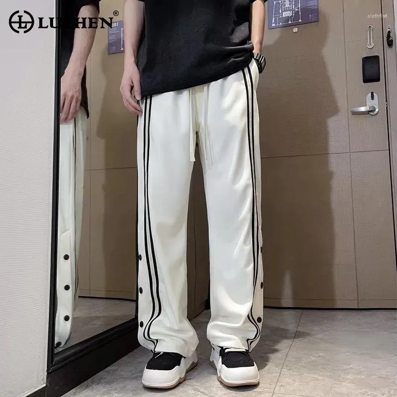 Pantalon masculin Luzhen 2024 Stripe Imprimé Design Trendy Lignet Original Corée Élégant Street Loose Loose Lz1867