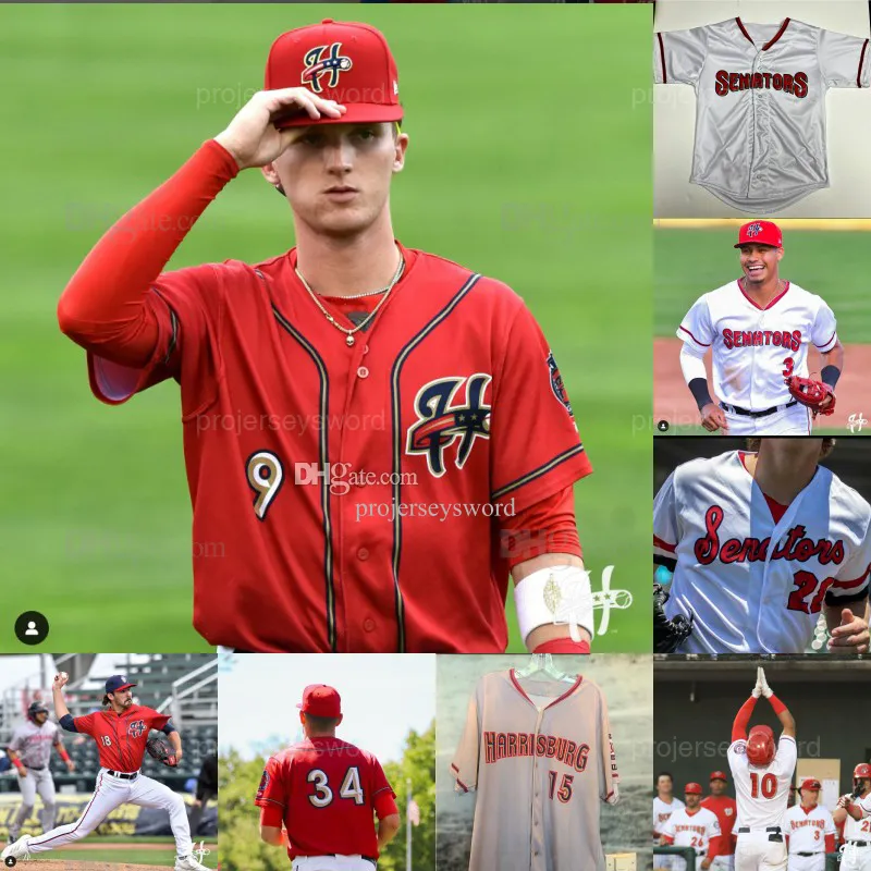 Sénateurs de Harrisburg Senators Maillots de baseball personnalisés n'importe quel numéro