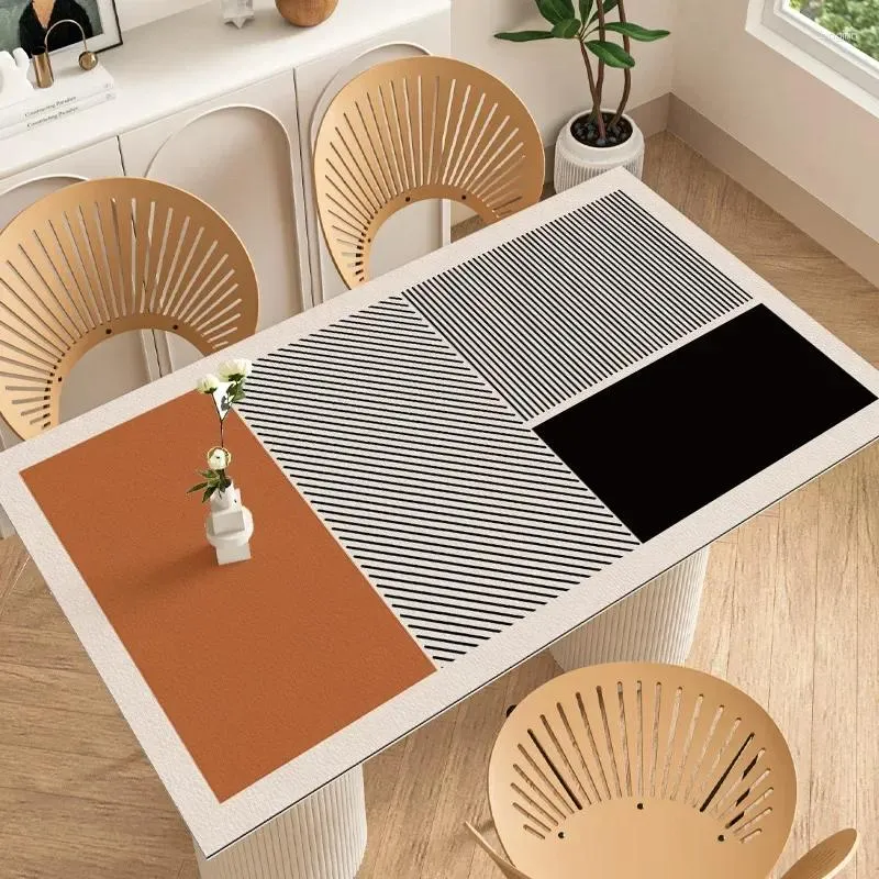 Table Cloth Proof Mat No-wash And Heat-Simple Striped Waterproof Oilinsulated J563