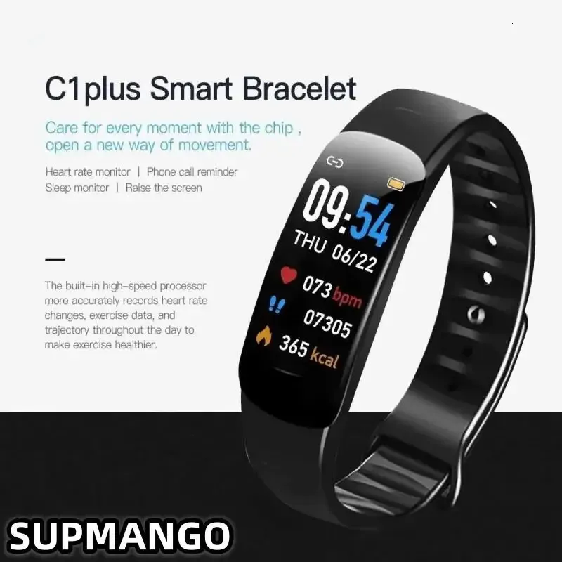 C1 Smart Watches Waterproof Fitness Tracker RealTime Monitoring Multifunktionella sportarmband för Android Unisex 240419