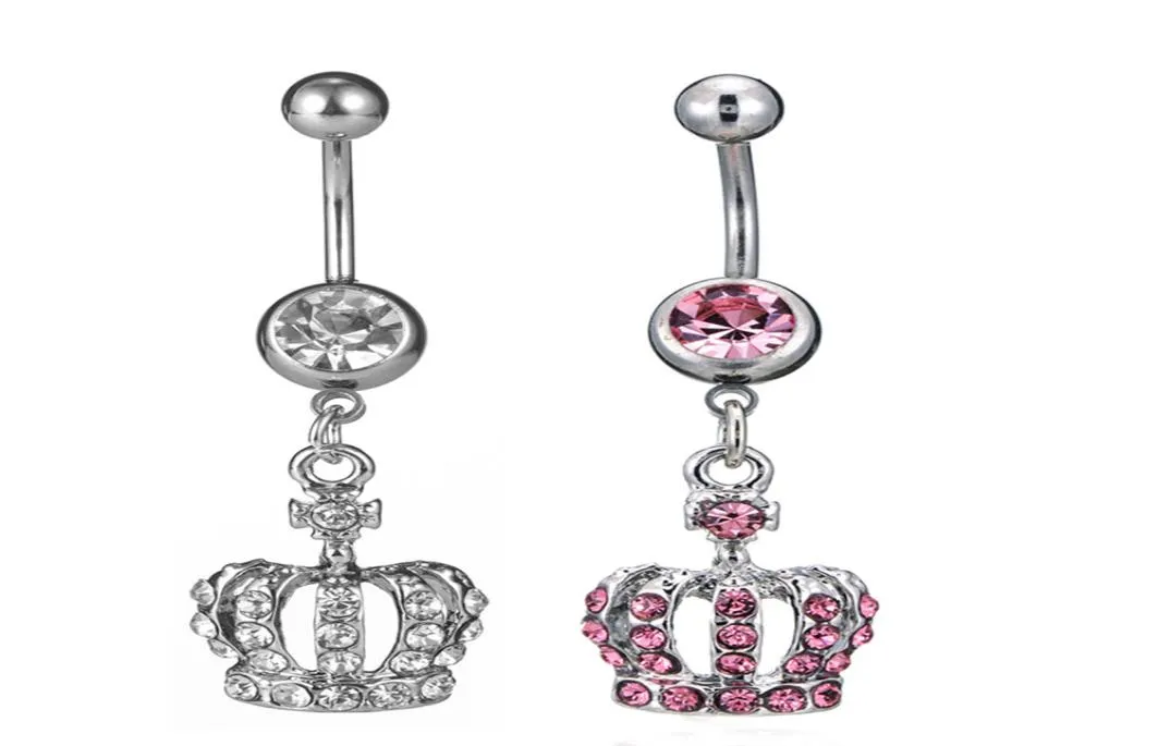 D0698 2 Färger Crown Clear Navel Belly Button Ring Piercing Body Jewlery 1611582028003