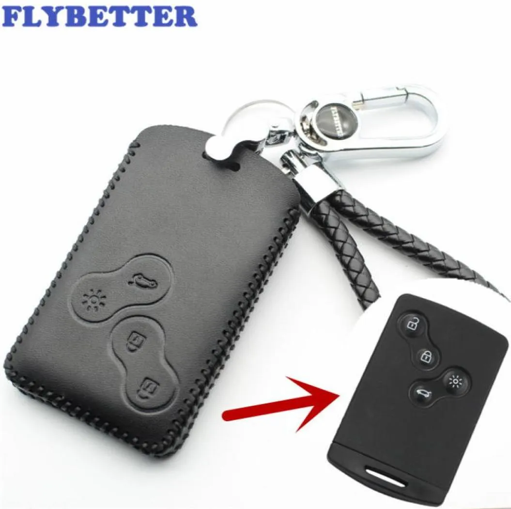 Äkta läder 4Button Smart Key Case -omslag för Renault Clioscenicmeganedustersandero Car Styling B L18092778228