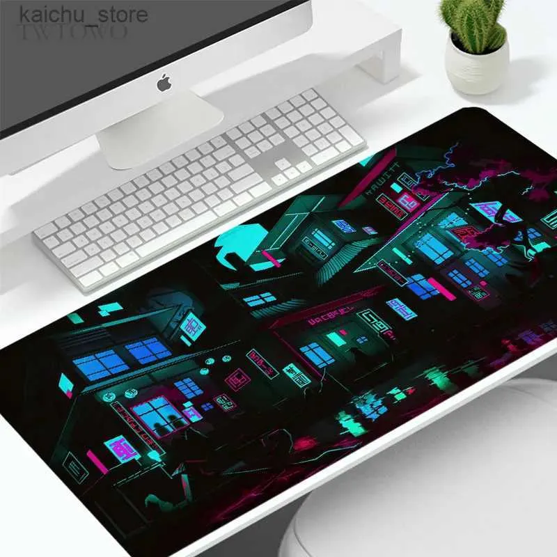 Myse podkładki nadgarstka spoczywa na podkładce myszy gier neon miasto xl nowe niestandardowe Mousepad XXL MOUSEPADS OFFICE NOS SLIP Natural Guma Soft Computer Desktop Myse Pad Y240419