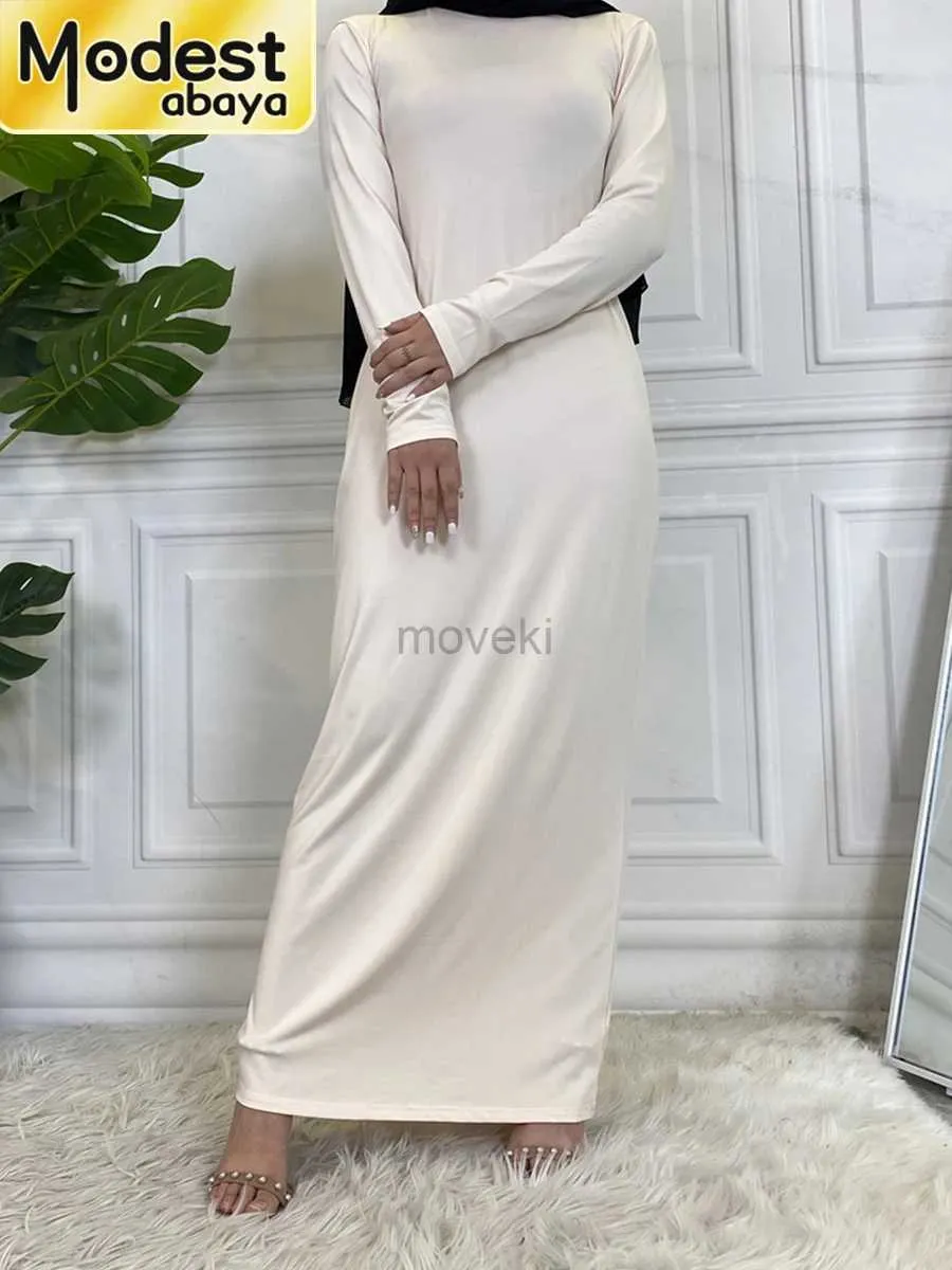 Etnik Giyim Mütevazı Abaya Femme Rahat Vestto Kaplumbağa Boyun Hicam İç Elbise Müslüman Kadınlar MAXI ROBE KAFTAN Türkiye Kaftan İslami Giyim D240419