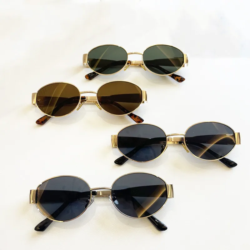 Дизайнерские женские солнцезащитные очки овальные рамы металлические солнцезащитные очки с зеленой линзой ретро маленькие круглые солнцезащитные очки