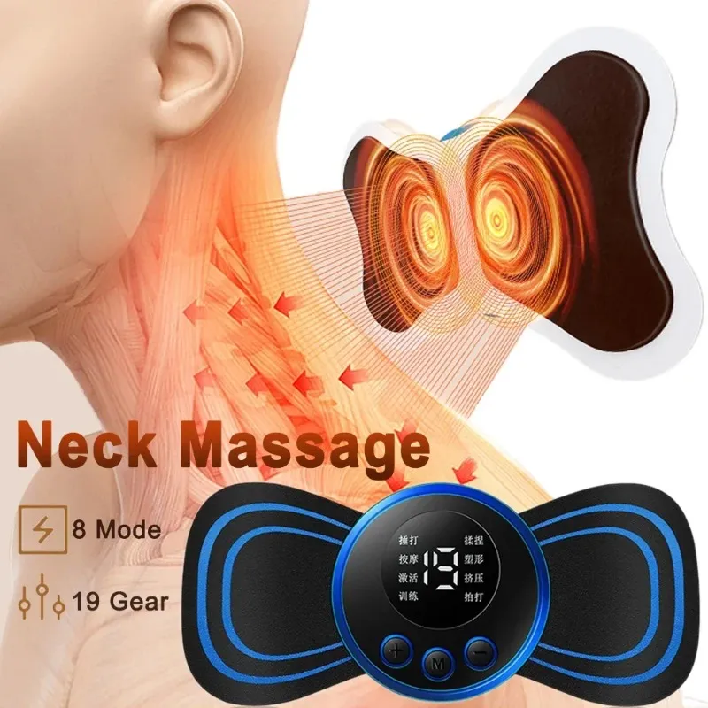 2024 Mini Massager de pescoço com Massagem EMS Massagem Patch Eletrônico Adesivo de Pulso Eletrônico Massager Massager Patch - Para mini massageador de pescoço