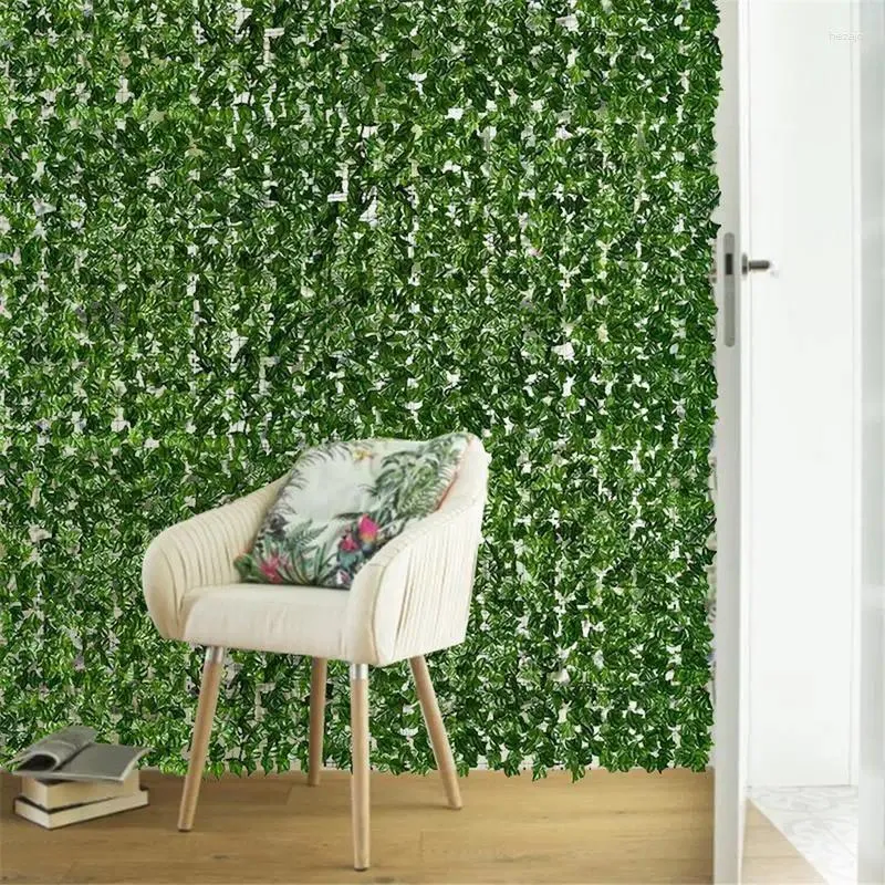 Flores decorativas Pantalla de valla de privacidad artificial 19.6x118in Decoración de la pared de hoja de hiedra y enredadera para
