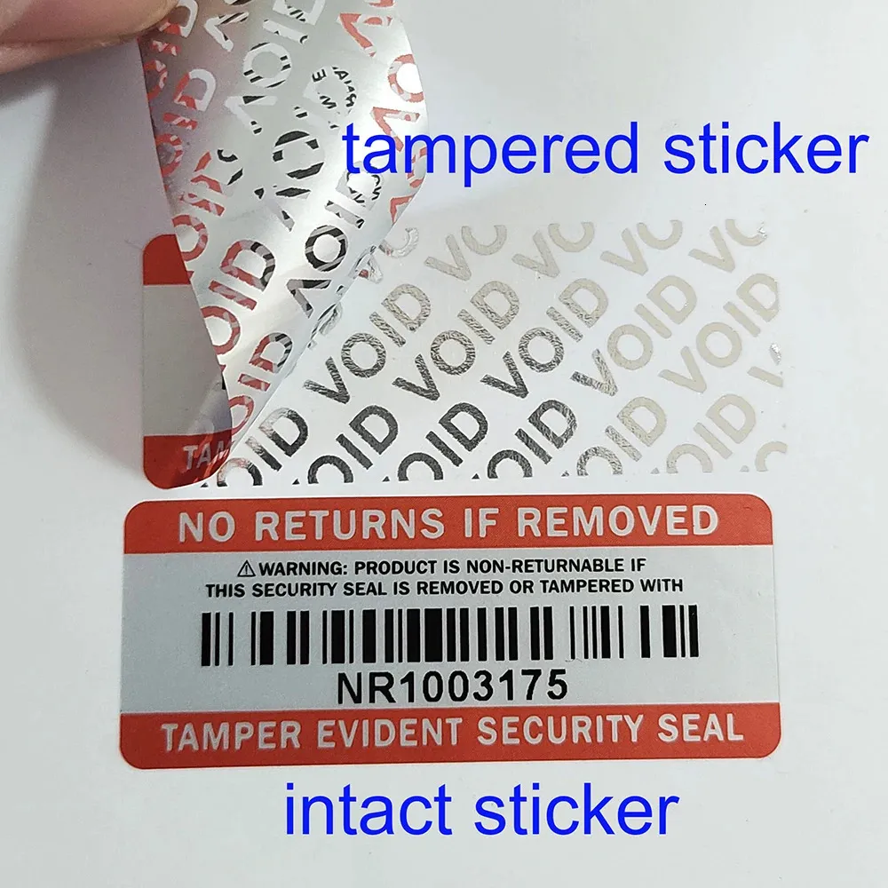 100pcs 50x20mm NO RETURNS IF REMOVED Tamper Evident Security Seal VOID Left Vinyl Package Protection Label Sticker Waterproof 240418