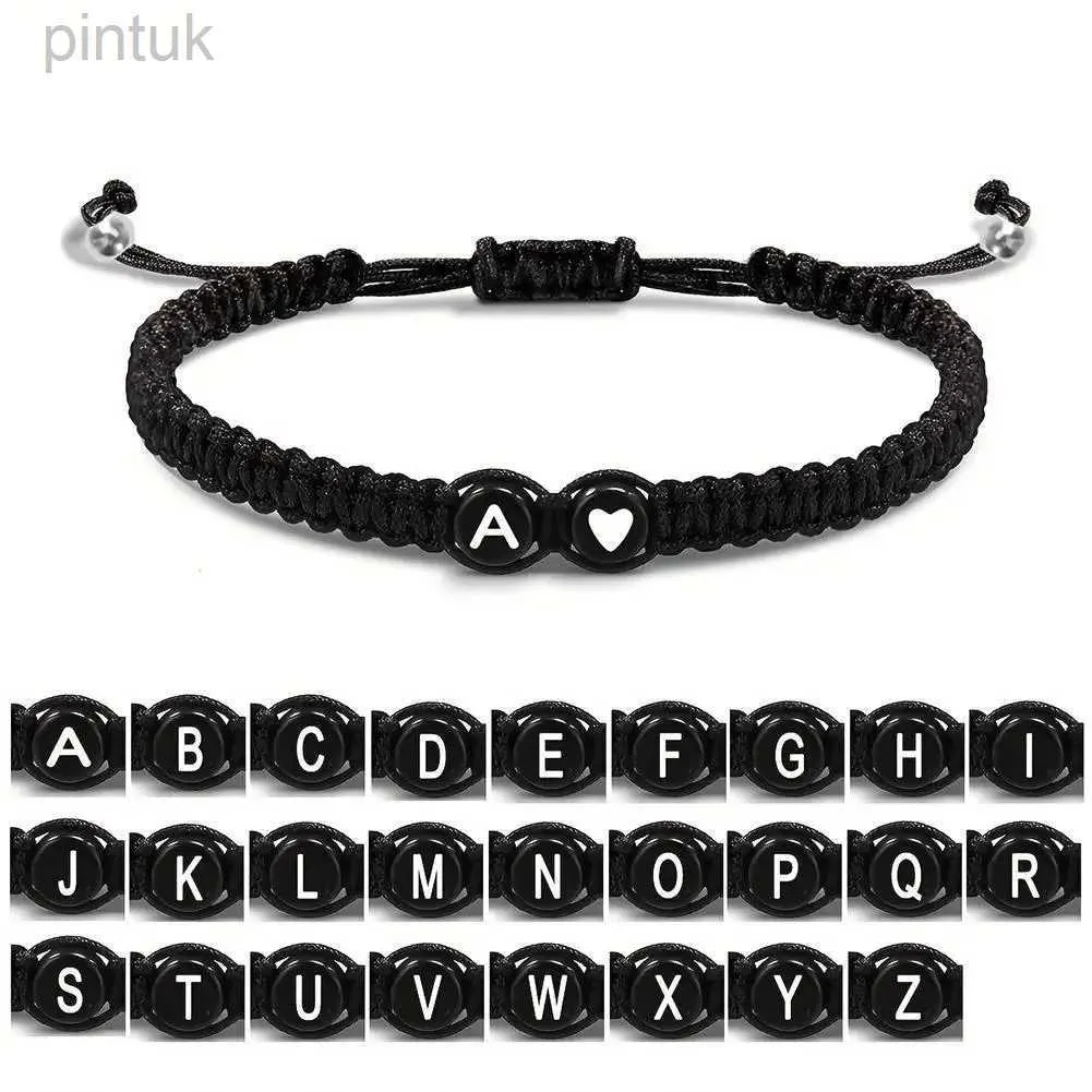 Ketting 26 letters initiële hartarmbanden handgemaakte verstelbare a-z naam gevlochten armbanden voor vrouwen mannen vriendschap sieraden geschenken d240419