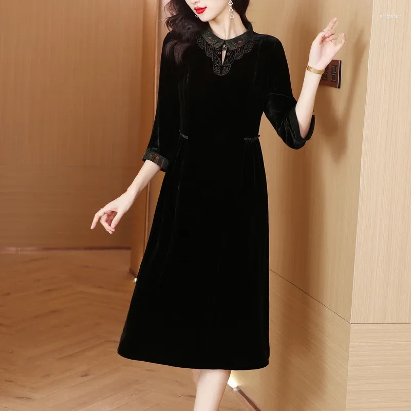Casual Silk Velvet Knee-Length Dress with Hooded Collar and Embroidery for  Autumn from Dhgate Basic & Casual Dresses - price 114.76