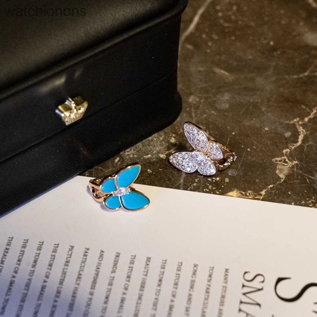 Stijlvolle luxe Vancelfe Designer oorbellen Blue Butterfly Turquoise Asymmetrisch ontwerp Ear Beat gepersonaliseerde koudblauwe sieraden met logo