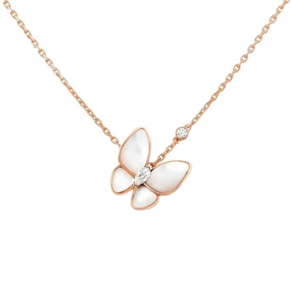 Designer Brand Van New Butterfly Fritillaria Necklace Womens High Edition Rose Plated Gold Fashion örhängen med logotyp