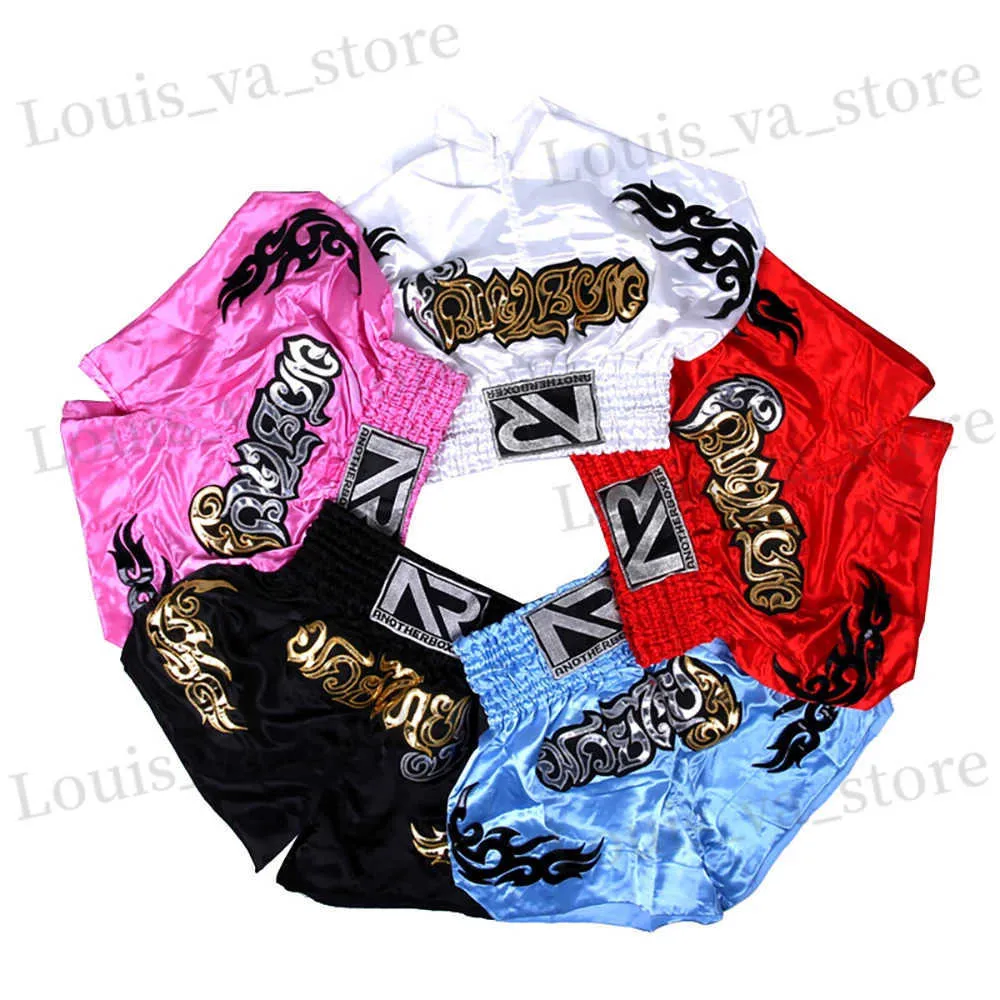 남자 반바지 Muay Thai Shorts Professional Sanda Bosen Set Competition Training Mma Vechten Korte Broek Meisjes Jongens Boxeo Kickboksen T240419