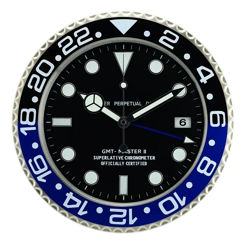 Zegarki w stylu europejskim metalowym zegarkiem kalendarz zegarków ściennych z datą do salonu Mute S Y200407