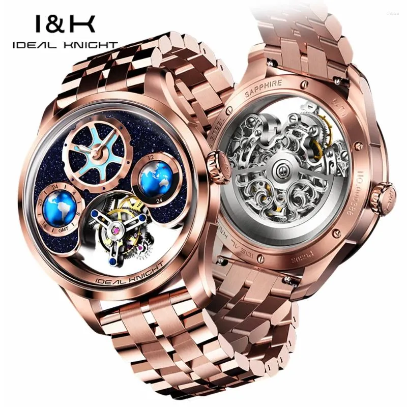 Avanadores de pulso Ideal Knight Top Collection Men de qualidade Assista Multi Strap Automatic Mechanical Limited Edition Luxo Male Wristwatch