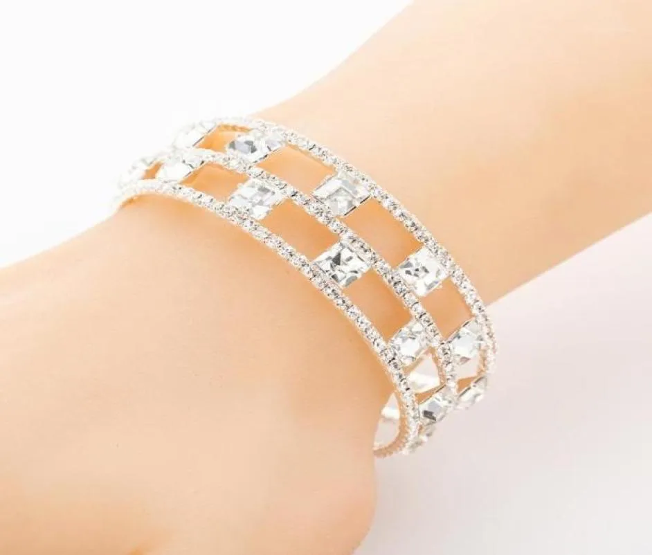 Bangle Europe e America Geometria Moda Mulher Bracelete Cristal Atenção Jóia Shinestone Trendy Whole9322371