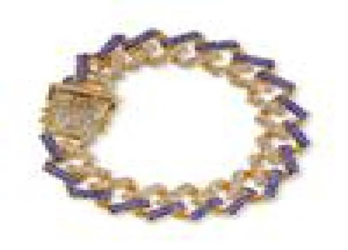 Heren Gold armbanden Zwart Blue Diamond armbanden Sieraden Mode Iced Out Miami Cuban Link Chain Bracelet 8inch3353204