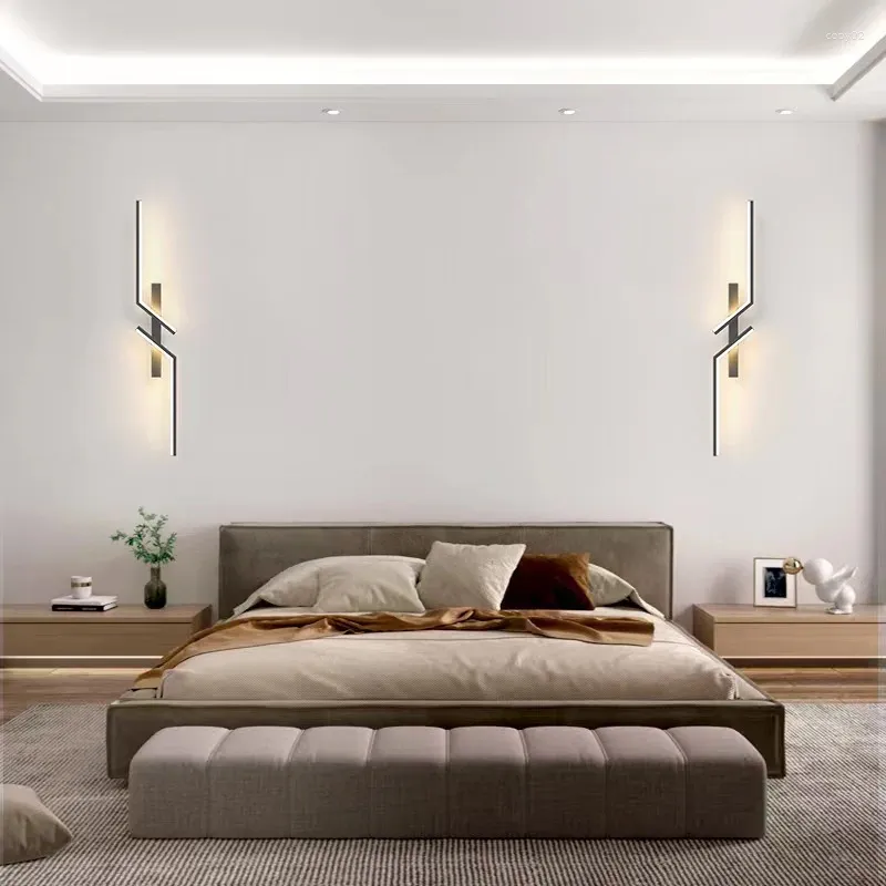 Vägglampa modern minimalistisk lång kreativ sovrum sovrum grill vardagsrum tv -soffa bakgrundsljus gång