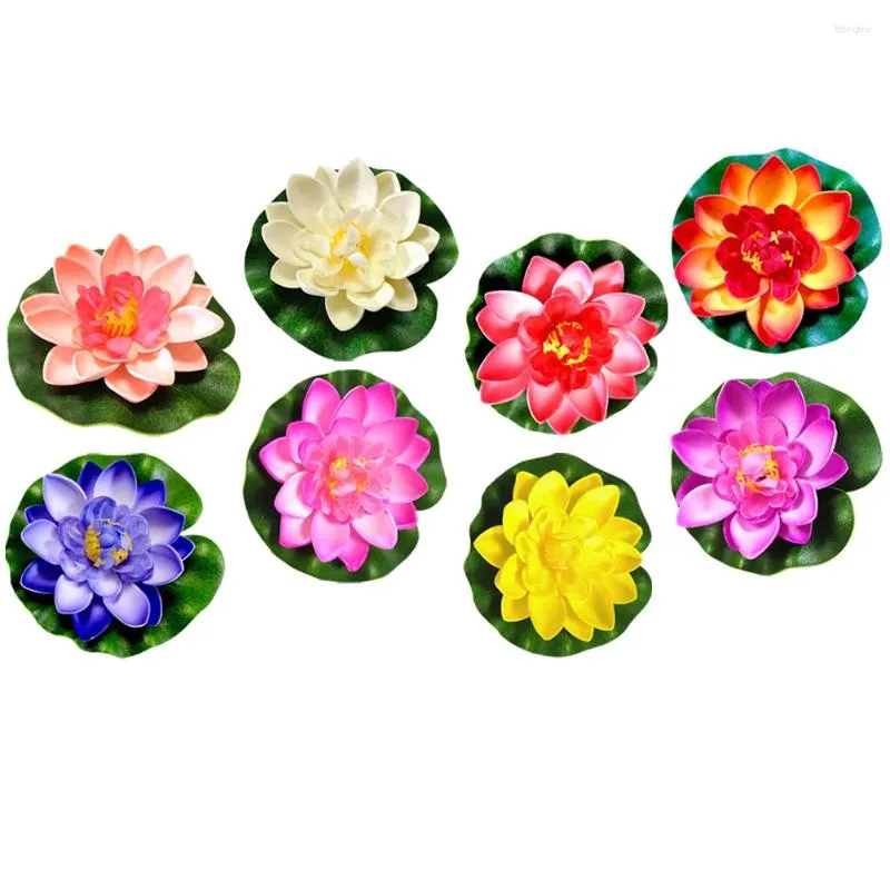 Fleurs décoratives 8pcs Fleur de lotus flottants artificiels Lotus Floating Lotus Decor