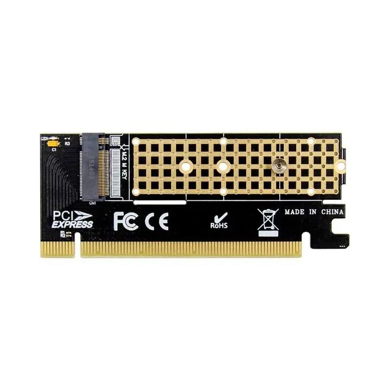 2024 M.2 SSD PCIe Adapter Aluminiumlegering Shell LED Expansion Card Computer Adapter Interface M.2 NVME SSD NGFF till PCIe 3.0 x16 Rise för M.2