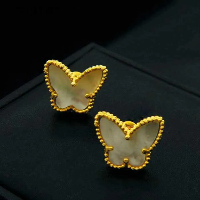 Womens Top Grade Vancelfe Original Designer Earrings Series Exquisite Copper Plated Butterfly Shaped Shell Tiger Jewelry with Logo