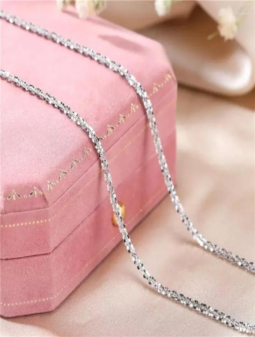 Cadenas auténticas italianas S925 Collar de plata esterlina suéter de cadena de clavícula espumosa Joyería alta para mujer con encanto 8707447